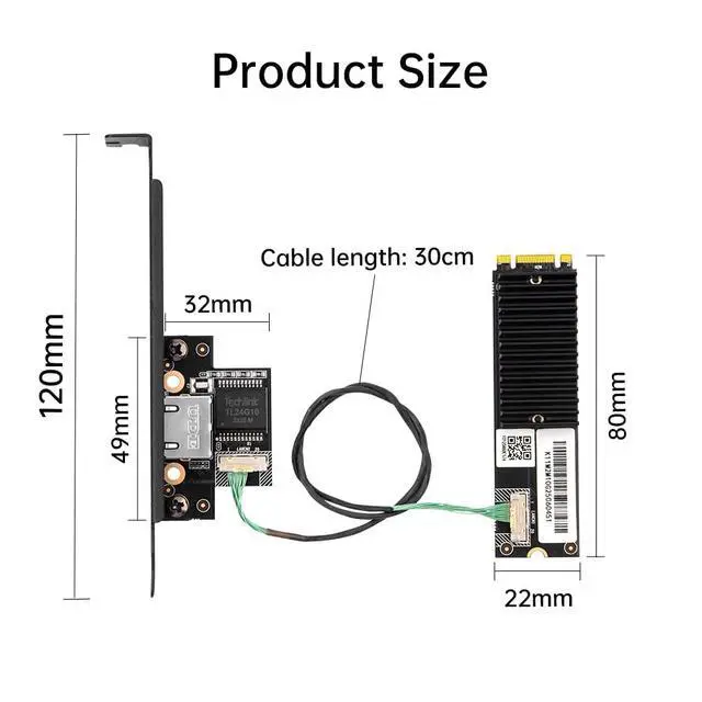Alt view image 6 of 7 - 10 Gigabit Ethernet Card, M.2 B+M Key to RJ45 Network Adapter with Marvell AQC113 Chip, Multi-Gigabit 10G/5G/2.5G/1G/100Mbps NIC for Desktop Windows 11/10 & Linux with Standard/Low Profile Bracket