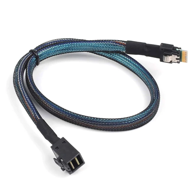 Alt view image 5 of 5 - PCIe 4.0 Slimline SAS SFF 8654 4i 38Pin to Mini SAS HD SFF 8643 Cable 12Gbps High Speed Server Wire, 30AWG Copper, Black (1m)