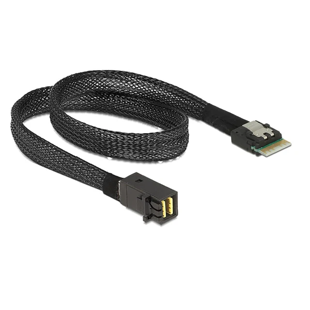 Alt view image 2 of 5 - PCIe 4.0 Slimline SAS SFF 8654 4i 38Pin to Mini SAS HD SFF 8643 Cable 12Gbps High Speed Server Wire, 30AWG Copper, Black (1m)