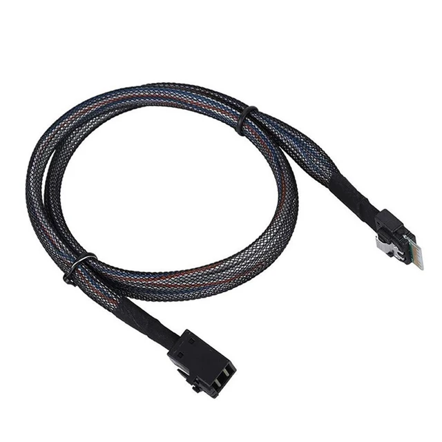 Alt view image 3 of 5 - PCIe 4.0 Slimline SAS SFF 8654 4i 38Pin to Mini SAS HD SFF 8643 Cable 12Gbps High Speed Server Wire, 30AWG Copper, Black (1m)