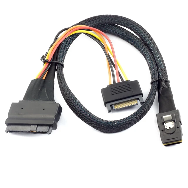 Main image of MINI SAS SFF-8087 to SFF-8639 Female with SATA 15Pin Power Cable, 12Gbps High-Speed Server Connection Cable Compatible with U.2 NVMe SSD, RAID Controller, Storage Expansion (0.5M/19.68in)