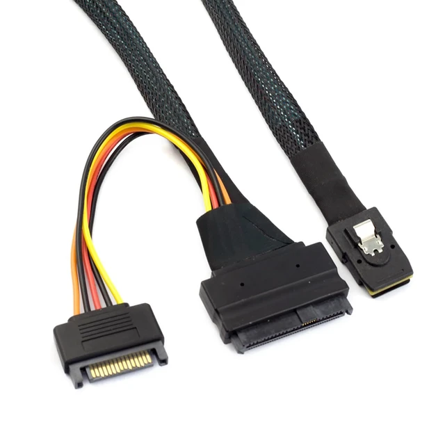 Alt view image 5 of 5 - MINI SAS SFF-8087 to SFF-8639 Female with SATA 15Pin Power Cable, 12Gbps High-Speed Server Connection Cable Compatible with U.2 NVMe SSD, RAID Controller, Storage Expansion (0.5M/19.68in)