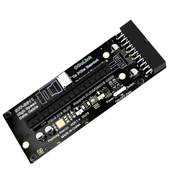 Alt view image 6 of 7 - PH4131 PCIe 4.0 x16 to Oculink SFF-8612 Adapter Card External GPU (eGPU) Riser for Desktop & Laptop, ATX 24-Pin Power, Supports Gen4x4, x1/x4/x8/x16 Devices