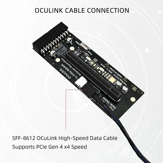 Alt view image 4 of 7 - PH4131 PCIe 4.0 x16 to Oculink SFF-8612 Adapter Card External GPU (eGPU) Riser for Desktop & Laptop, ATX 24-Pin Power, Supports Gen4x4, x1/x4/x8/x16 Devices