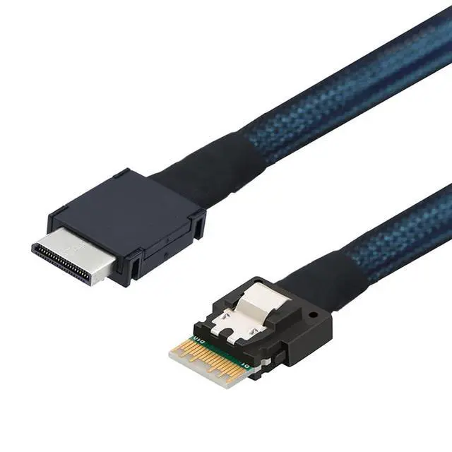 Alt view image 2 of 6 - PCIe Oculink SFF-8611 4I to Slimline SAS SFF-8654 4I Server Cable, 24Gbps High-Speed, 32AWG, Compatible with NVMe/PCIe/SAS (1, 0, Meters)