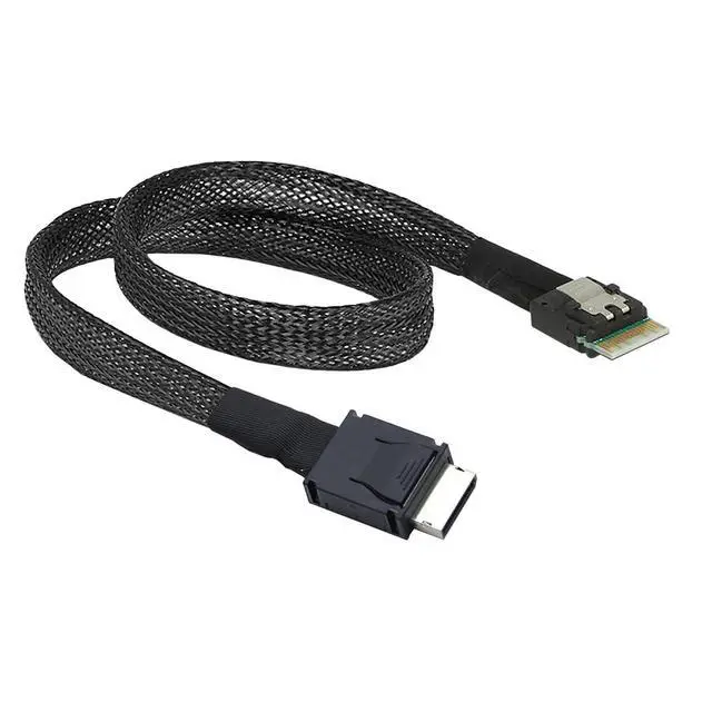 Alt view image 5 of 6 - PCIe Oculink SFF-8611 4I to Slimline SAS SFF-8654 4I Server Cable, 24Gbps High-Speed, 32AWG, Compatible with NVMe/PCIe/SAS (1, 0, Meters)