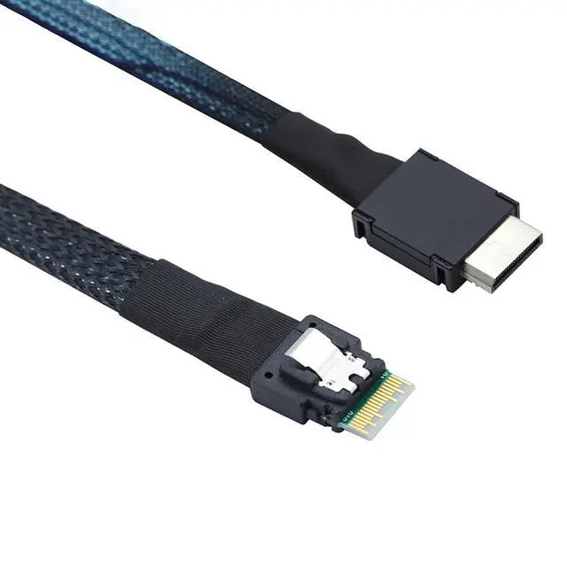 Alt view image 3 of 6 - PCIe Oculink SFF-8611 4I to Slimline SAS SFF-8654 4I Server Cable, 24Gbps High-Speed, 32AWG, Compatible with NVMe/PCIe/SAS (1, 0, Meters)