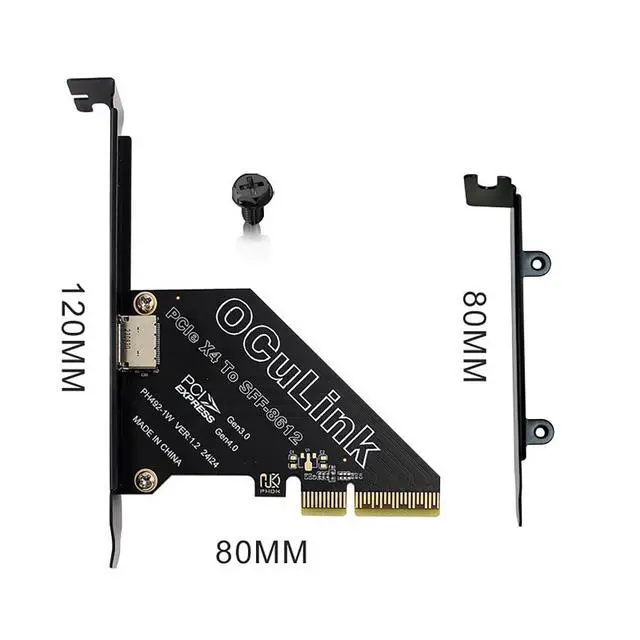 Alt view image 6 of 7 - PCIe 4.0 Gen4 to Oculink SFF-8612 / SFF-8611 External Adapter Support SFF-8639 U.2 SSD, GPU Dock, eGPU, NVMe SSD (PCIe X4 to Oculink)