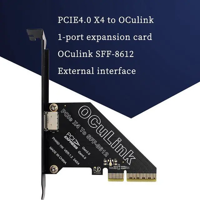 Alt view image 2 of 7 - PCIe 4.0 Gen4 to Oculink SFF-8612 / SFF-8611 External Adapter Support SFF-8639 U.2 SSD, GPU Dock, eGPU, NVMe SSD (PCIe X1 to Oculink)