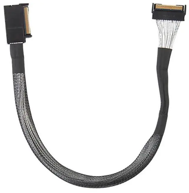 Main image of MCIO 8X to 90° Right Angle High-Speed Cable, PCIe 5.0 Gen5 32Gbps, Server Storage Array Cable Compatible with NVMe SSD/HBA/Backplane, 36cm/14.2 inches, Oxygen-Free Copper