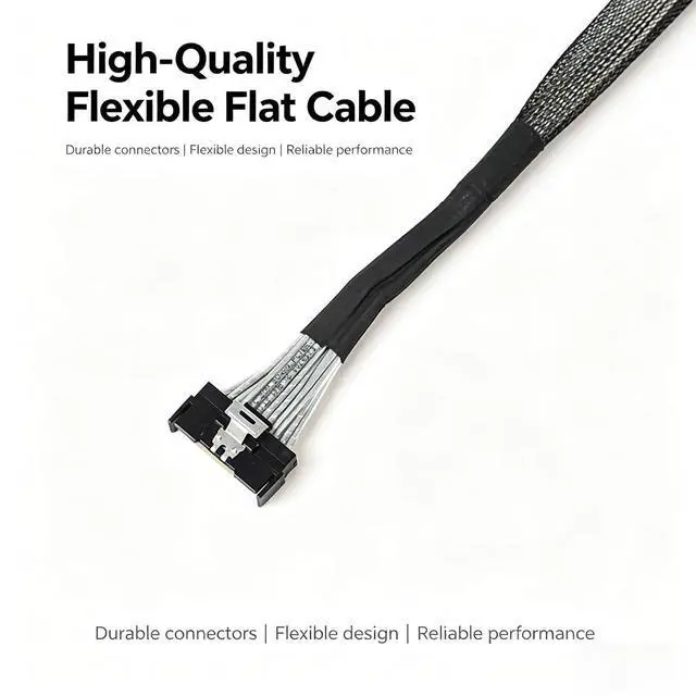 Alt view image 4 of 4 - MCIO 8X to 90° Right Angle High-Speed Cable, PCIe 5.0 Gen5 32Gbps, Server Storage Array Cable Compatible with NVMe SSD/HBA/Backplane, 36cm/14.2 inches, Oxygen-Free Copper