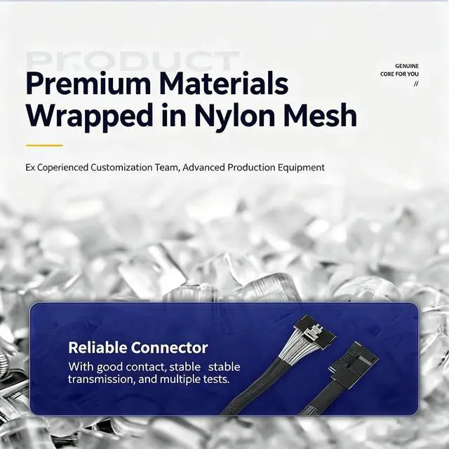 Alt view image 3 of 4 - MCIO 8X to 90° Right Angle High-Speed Cable, PCIe 5.0 Gen5 32Gbps, Server Storage Array Cable Compatible with NVMe SSD/HBA/Backplane, 36cm/14.2 inches, Oxygen-Free Copper