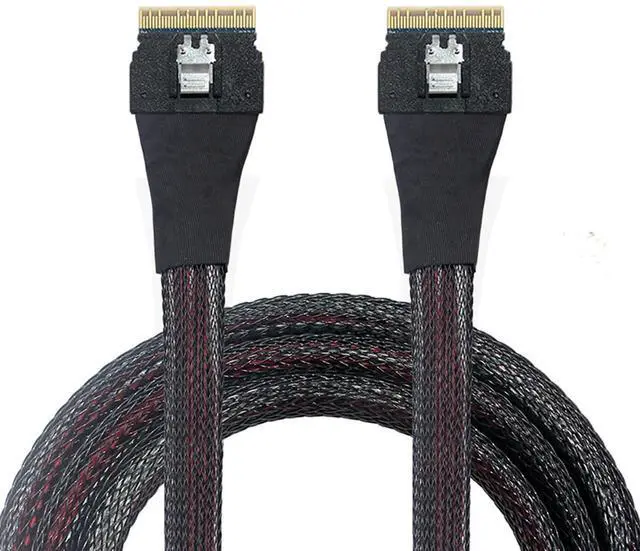 Alt view image 2 of 5 - Slimline SAS 4.0 SFF-8654 8i 74pin Cable PCI-E Ultraport Extension 32AWG 24G High-Speed Server Interconnect (0.5M)