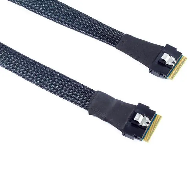 Alt view image 5 of 5 - Slimline SAS 4.0 SFF-8654 8i 74pin Cable PCI-E Ultraport Extension 32AWG 24G High-Speed Server Interconnect (0.5M)