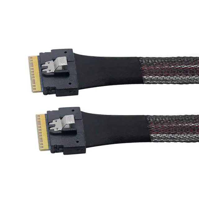 Alt view image 4 of 5 - Slimline SAS 4.0 SFF-8654 8i 74pin Cable PCI-E Ultraport Extension 32AWG 24G High-Speed Server Interconnect (0.5M)