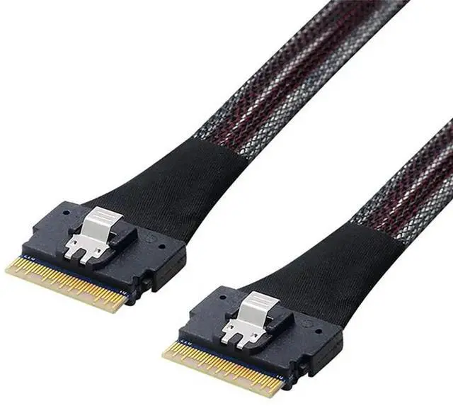 Main image of Slimline SAS 4.0 SFF 8654 8i 74 Pin Cable for High Speed Server Storage and PCIe Connections Compatible with SFF 8654 Female Ports Latch Locking (1m/39.37in)
