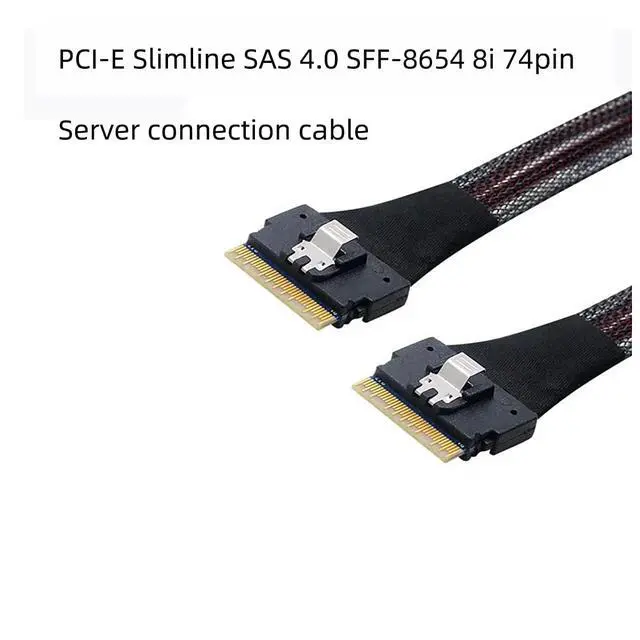 Alt view image 4 of 5 - Slimline SAS 4.0 SFF 8654 8i 74 Pin Cable for High Speed Server Storage and PCIe Connections Compatible with SFF 8654 Female Ports Latch Locking (1m/39.37in)