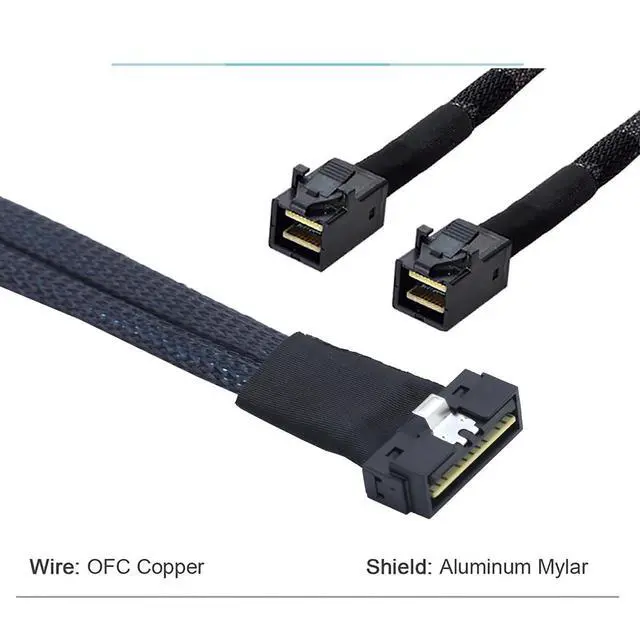 Alt view image 3 of 6 - Compatible with PCI-E Slimline SFF-8654 8I to Dual SFF-8643 Server Cable, 12G High-Speed Harness, 32AWG Copper (0.8M/31.49in)