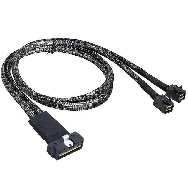 Alt view image 4 of 6 - Compatible with PCI-E Slimline SFF-8654 8I to Dual SFF-8643 Server Cable, 12G High-Speed Harness, 32AWG Copper (0.8M/31.49in)