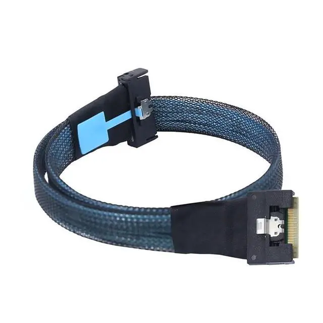 Alt view image 3 of 5 - PCIE MCIO 5.0 8I to Slimline SAS 4.0 SFF-8654 8i Cable 74P Male to Male Adpter Anti-Sliding Insert (19.69in)