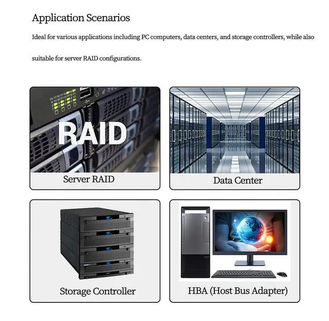 Alt view image 6 of 7 - PCIe 3.0 x16 to 4-Port U.2 NVMe Expansion Card, SFF-8643/SFF-8639 Interface Splitter Adapter High-Speed 4X NVMe SSD RAID Card for Server,Data Center (with 0.5m 8643 to 8639 Cable*4)