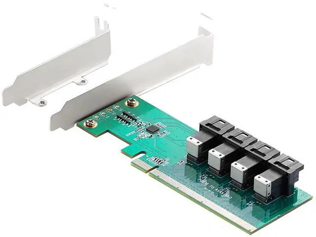 Alt view image 7 of 7 - PCIe 3.0 x16 to 4-Port U.2 NVMe Expansion Card, SFF-8643/SFF-8639 Interface Splitter Adapter High-Speed 4X NVMe SSD RAID Card for Server,Data Center (with 0.5m 8643 to 8639 Cable*4)