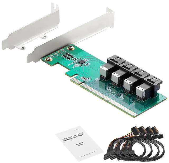 Main image of PCIe 3.0 x16 to 4-Port U.2 NVMe Expansion Card, SFF-8643/SFF-8639 Interface Splitter Adapter High-Speed 4X NVMe SSD RAID Card for Server,Data Center (with 0.5m 8643 to 8639 Cable*4)