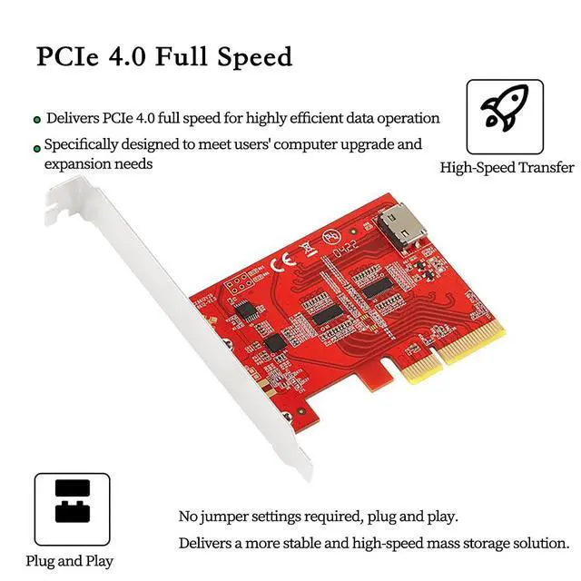 Alt view image 4 of 6 - PCIe 4.0 x4 to U.2 Expansion Card with Cable Oculink SFF-8612 to SFF-8639 NVMe SSD Adapter, Gen4 16GT/s High-Speed Data Transfer for Server, Desktop, and Workstation
