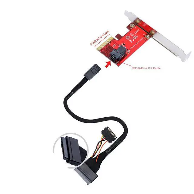 Alt view image 4 of 6 - PCIe 3.0 x4 to U.2 (SFF-8643) NVMe Adapter Card Internal PCI Express to U.2 Converter for 2.5" NVMe SSDs (SFF-8639), Supports 750 and Other U.2 Drives, 32Gbps Bandwidth