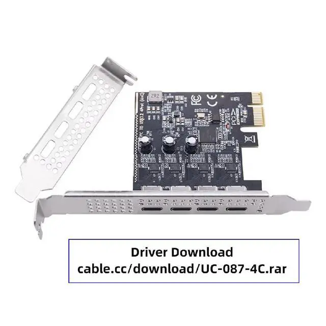 Alt view image 3 of 7 - 5Gbps Four Ports USB3.1 Gen1 Type-C USB-C Female to PCI-E Express 1x Card Adapter uPD720201 with Low Profile Bracket