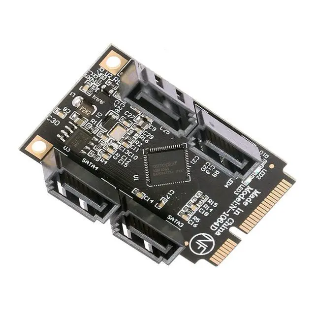 Alt view image 7 of 7 - Mini PCI-E PCI Express to 6Gbps Four Ports SATA 3.0 Adapter Converter Hard Drive Extension Card for SSD