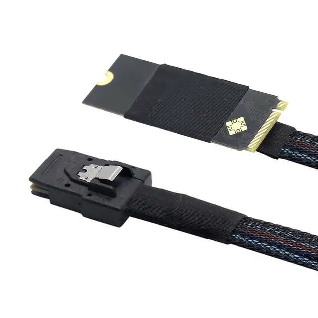Alt view image 2 of 5 - M.2 M-Key NVMe 2260 to Mini SAS SFF-8087 Server Cable Plug and Play 12Gbps High Speed 30AWG Data Cable for RAID Controller, HDD, SSD (1m/39.37in)