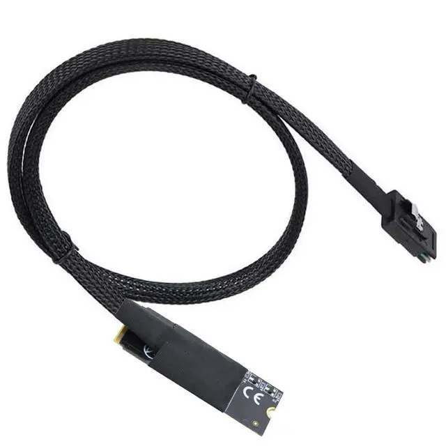 Alt view image 5 of 5 - M.2 M-Key NVMe 2260 to Mini SAS SFF-8087 Server Cable Plug and Play 12Gbps High Speed 30AWG Data Cable for RAID Controller, HDD, SSD (1m/39.37in)