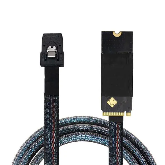 Alt view image 3 of 5 - M.2 M-Key NVMe 2260 to Mini SAS SFF-8087 Server Cable Plug and Play 12Gbps High Speed 30AWG Data Cable for RAID Controller, HDD, SSD (1m/39.37in)