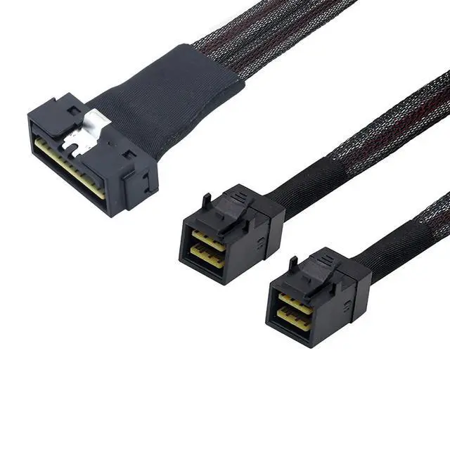 Alt view image 6 of 6 - Compatible with PCI-E Slimline SFF-8654 8I to Dual SFF-8643 Server Cable, 12G High-Speed Harness, 32AWG Copper (0.8M/31.49in)