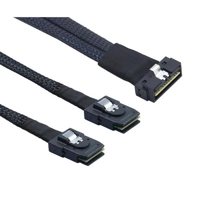 Alt view image 2 of 6 - PCIe Slimline LP Low Profile SFF-8654 8i to 2X SFF-8087 Internal Server Cable 30AWG 12Gbps High Speed Breakout Harness (0.8M/31.49in)