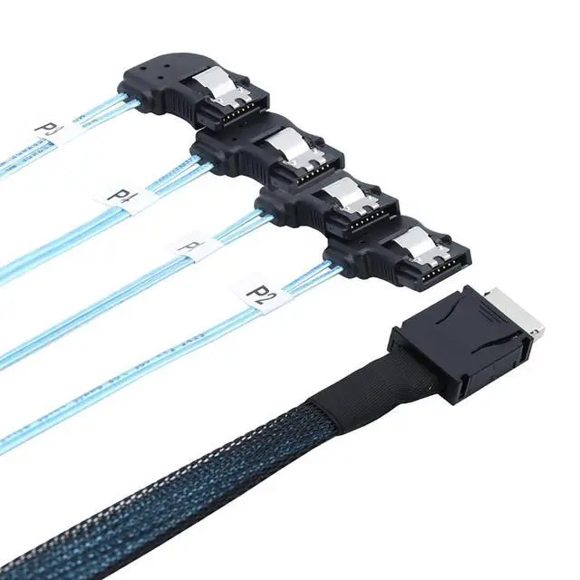 Alt view image 5 of 5 - OCuLink PCI-Express SAS SFF-8611 4i to SATA 7P Right Angle Server Hard Drive Cable 32AWG 12Gbps High Speed Internal Harness (1M)