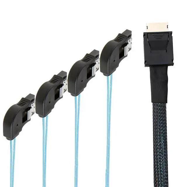 Alt view image 4 of 5 - OCuLink PCI-Express SAS SFF-8611 4i to SATA 7P Right Angle Server Hard Drive Cable 32AWG 12Gbps High Speed Internal Harness (1M)