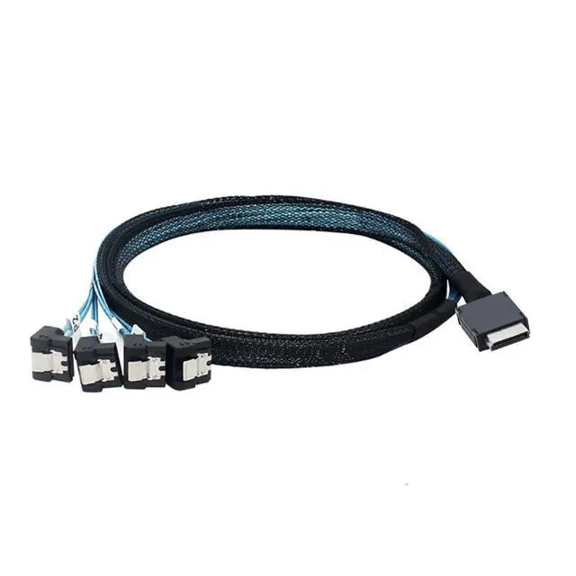Alt view image 4 of 6 - OCuLink PCIe SAS SFF-8611 4i to SATA 7P 90 Degree Cable 12Gbps High Speed Server Hard Drive Connection, 32AWG Low-Loss Wire (0.5M)