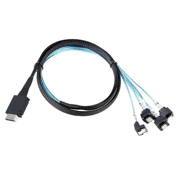 Alt view image 5 of 6 - OCuLink PCIe SAS SFF-8611 4i to SATA 7P 90 Degree Cable 12Gbps High Speed Server Hard Drive Connection, 32AWG Low-Loss Wire (0.5M)