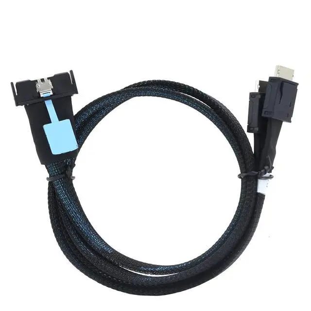 Alt view image 5 of 6 - Gen5 MCIO 8X 8I 74P to Dual Oculink SFF-8611 4i Server High-Speed Cable PCIe 5.0 32Gbps Flat-to-Flat Internal Connection Cable, Black (0.5M)
