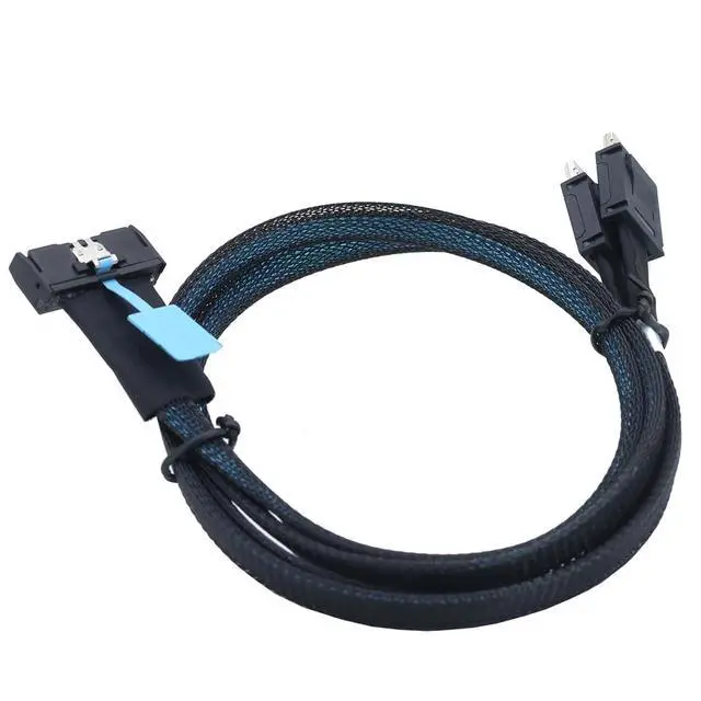 Alt view image 6 of 6 - Gen5 MCIO 8X 8I 74P to Dual Oculink SFF-8611 4i Server High-Speed Cable PCIe 5.0 32Gbps Flat-to-Flat Internal Connection Cable, Black (0.5M)