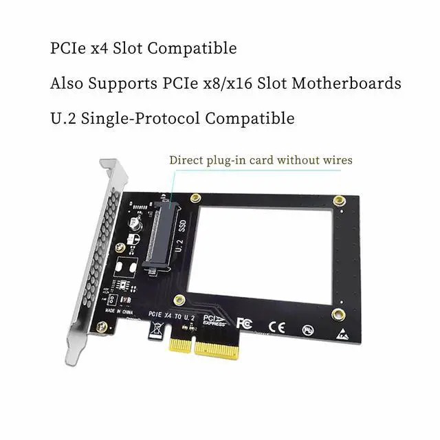 Alt view image 5 of 7 - U.2 to PCIe Adapter Card PCIe 3.0 x4 Expansion Card with SFF-8639 U.2 NVMe SSD Support, Compatible with Windows/Linux/Mac OS, Stable No Power Supply Needed (SFF8639)