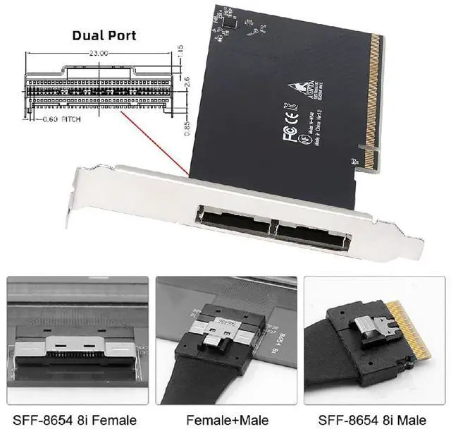 Alt view image 2 of 7 - 74Pin External Dual Slimline SFF-8654 8X to PCIE4.0 PCIE 16X Express 3.0 Raid Card VROC Raid0 Hyper Adapter