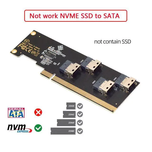 Alt view image 2 of 7 - Slimline Four SFF-8654 4X 4 NVME to PCIE Express 3.0 4.0 Raid Card VROC Raid0 Hyper Adapter