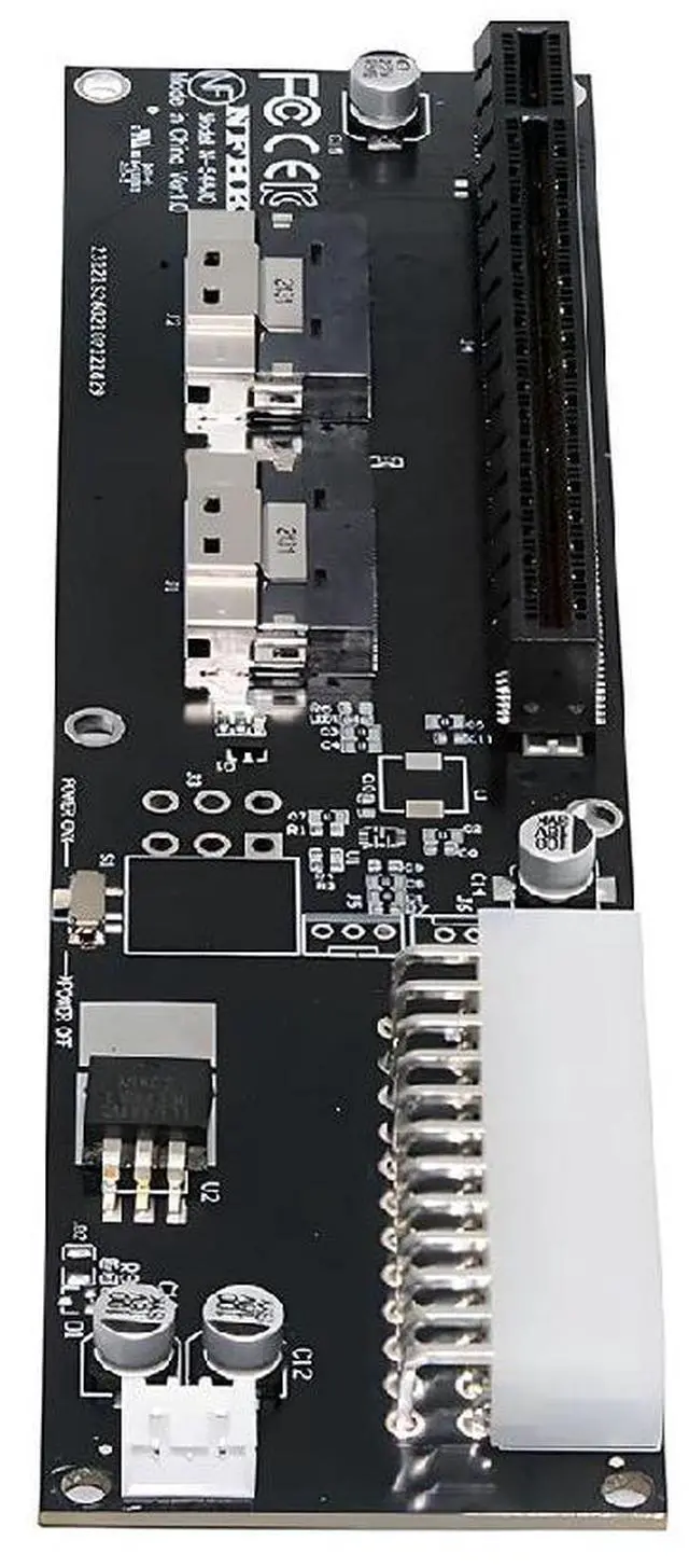 Main image of Dual SFF-8654 74Pin Slimline 8X VROC to PCIE PCI-Express 16x Adapter with ATX 24Pin Power Switch Port