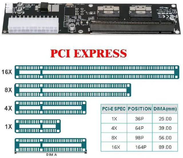 Alt view image 3 of 7 - Dual SFF-8654 74Pin Slimline 8X VROC to PCIE PCI-Express 16x Adapter with ATX 24Pin Power Switch Port