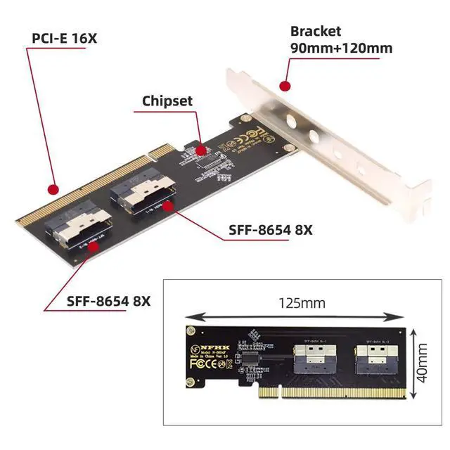 Alt view image 5 of 7 - Slimline Dual SFF-8654 8X 4 NVME to PCIE Express 3.0 4.0 Raid Card VROC Raid0 Hyper Adapter