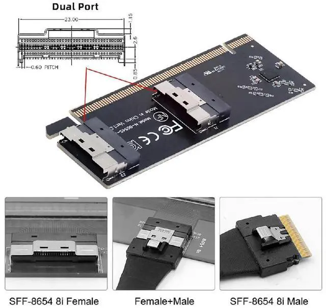 Alt view image 2 of 7 - 74Pin Dual Slimline SFF-8654 Low Profile to PCIE4.0 PCIE 16X Express 3.0 Raid Card VROC Raid0 Hyper Adapter