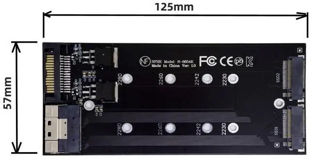 Alt view image 6 of 7 - Dual 2X NVME M.2 AHCI to Slimline PCIE Express 3.0 4.0 SFF-8654 8X Raid Card VROC Raid0 Hyper Adapter